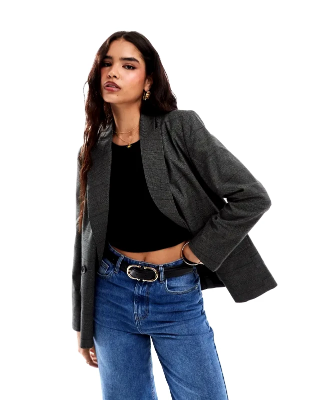 ASOS DESIGN ASOS DESIGN double breasted check blazer in grey