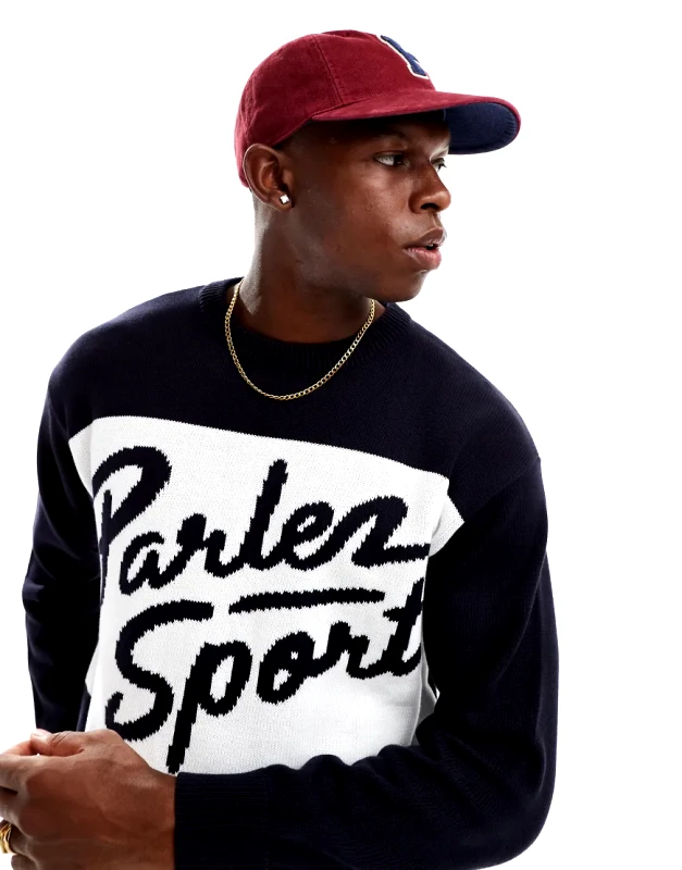 Parlez Parlez rubio logo knitted jumper in navy