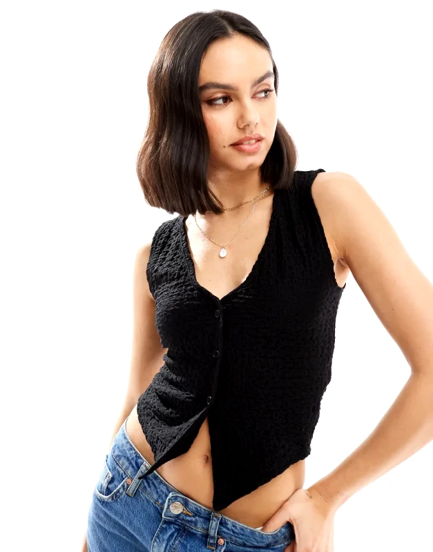 New Look New Look textured button down waistcoat in black