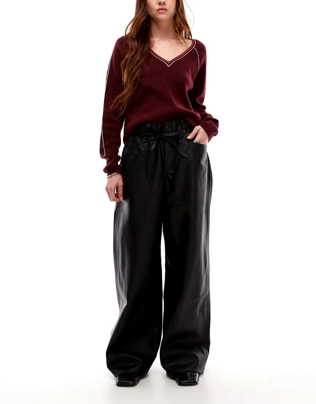 Levi's Levi's XL straight loose fit faux leather jeans in black