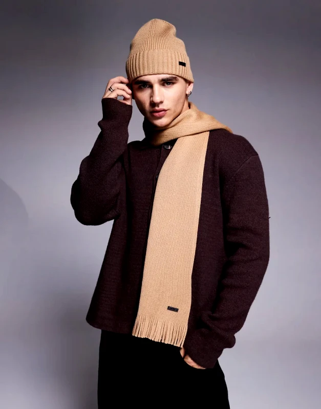 BOSS Orange Boss Albas scarf in tan-Brown