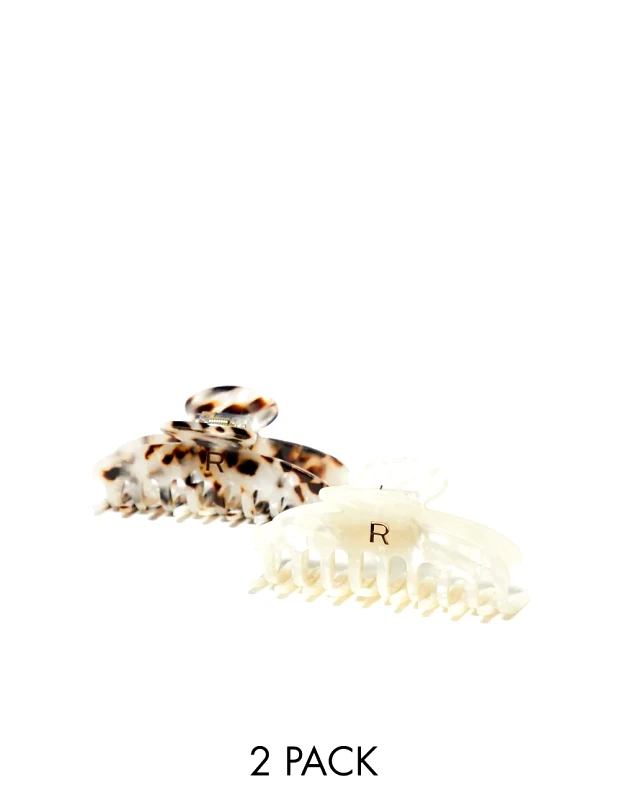 Revolution Hair Revolution Acetate Tortoiseshell/ Ivory Claw Clip - 2 Pack-No colour