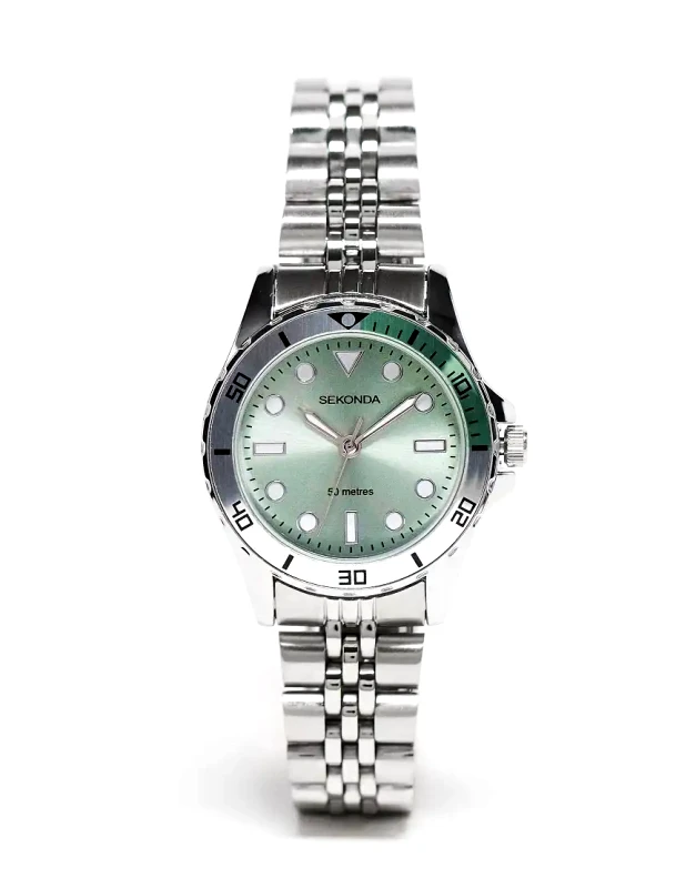 Sekonda Sekonda bracelet watch with green dial in silver