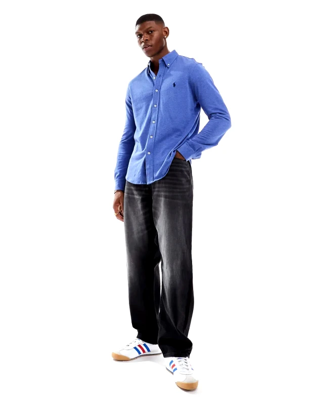 Polo Ralph Lauren Polo Ralph Lauren icon logo pique shirt in blue marl