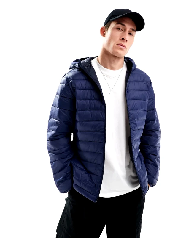 Jack & Jones Jack & Jones puffer jacket with hood in navy