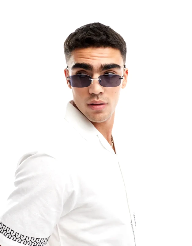 ASOS DESIGN ASOS DESIGN rimless sunglasses with smoke lens in black