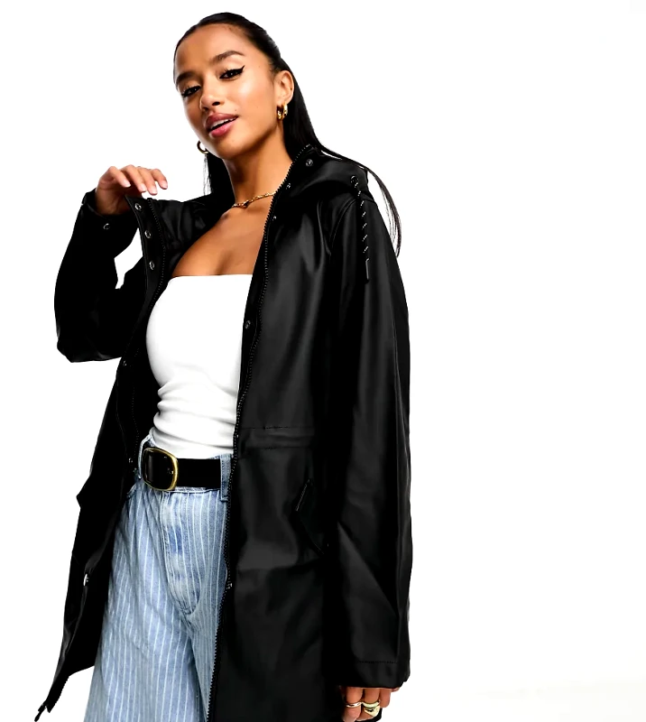 Vero Moda Petite Vero Moda Petite raincoat with hood in black