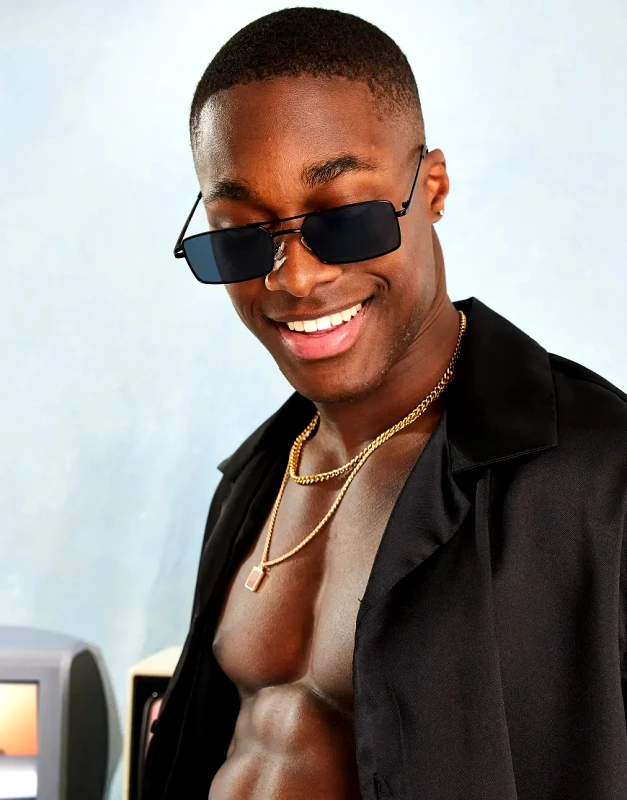 ASOS DESIGN ASOS DESIGN slim square aviator sunglasses with smoke lens in black
