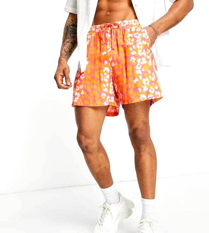 ASOS MADE IN ASOS MADE IN KENYA boxy shorts in animal illustration print-Multi