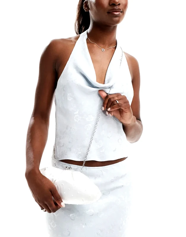 True Decadence True Decadence long pearl embellished bag in white