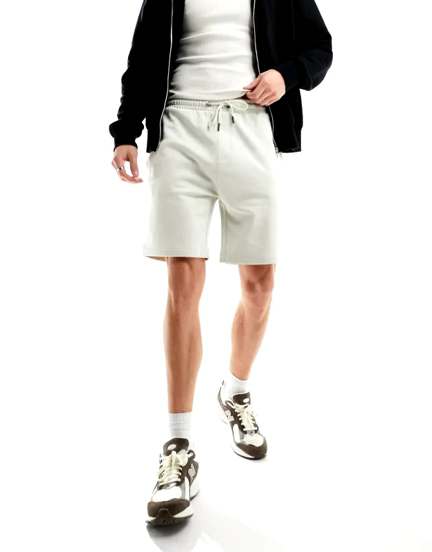 Brave Soul Brave Soul jersey shorts in light grey