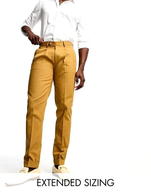 Noak Noak slim premium cotton twill chino trousers in tobacco brown