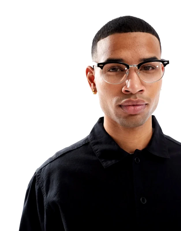 ASOS DESIGN ASOS DESIGN retro sunglasses with clear lens in black