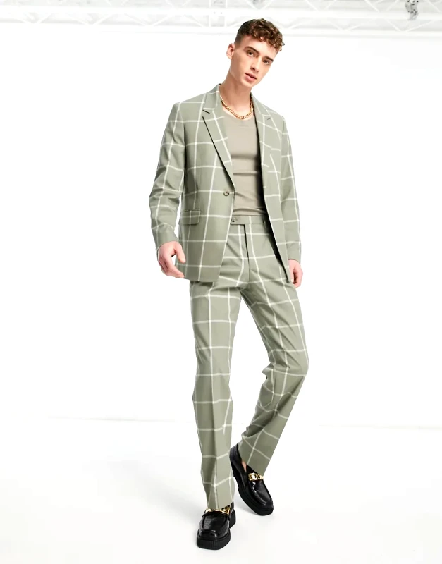 Viggo Viggo ascensio check suit trousers in green