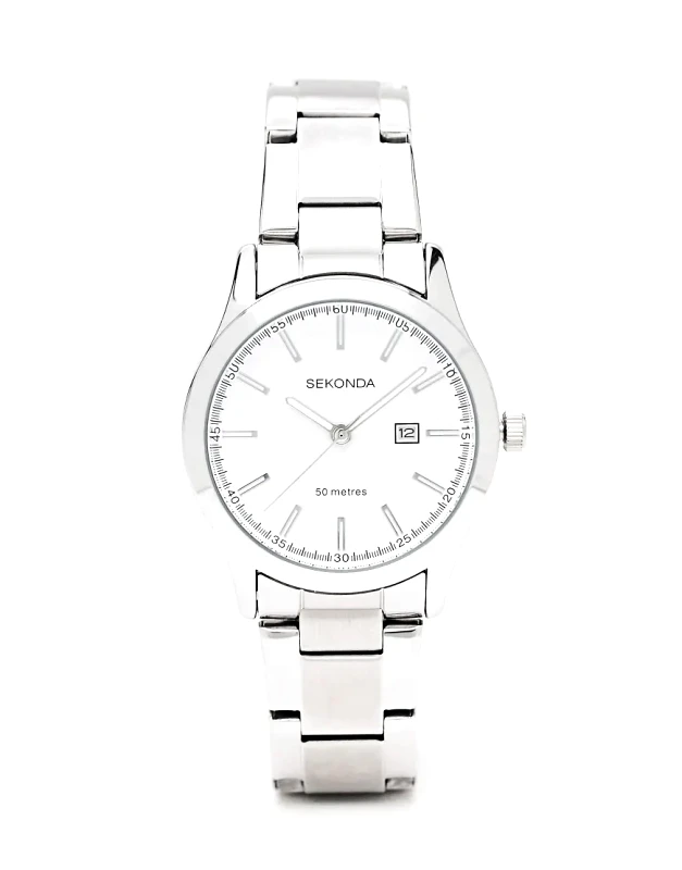 Sekonda Sekonda mens bracelet watch with white dial in silver