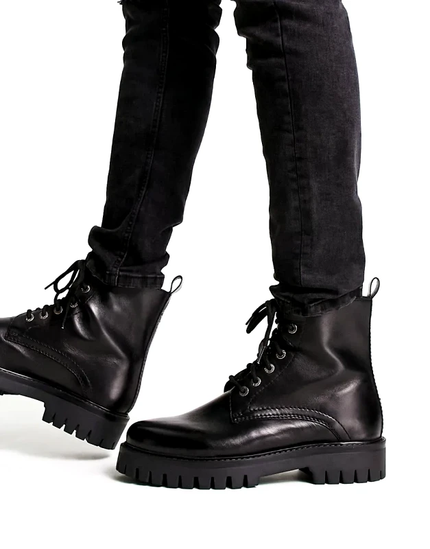 ASRA ASRA luiz lace up boots in black leather