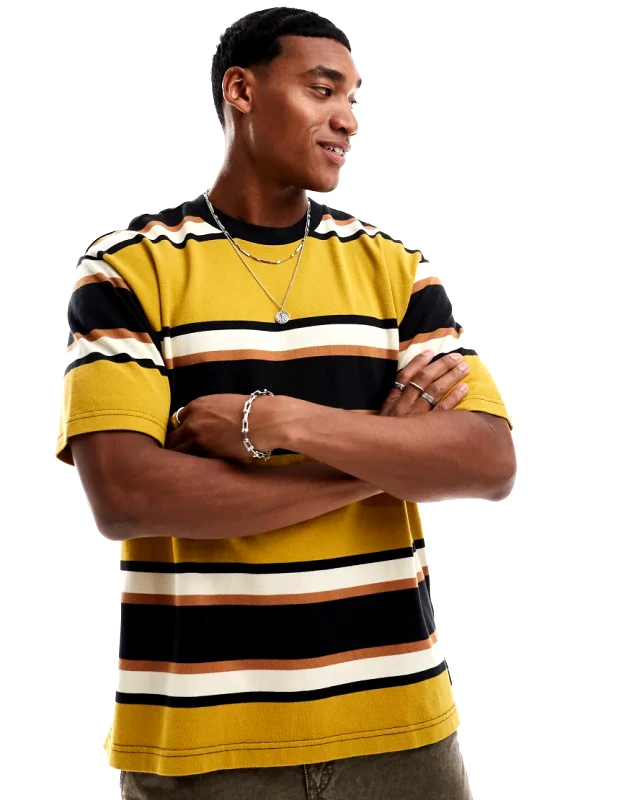 Levi's Levi's Skateboarding pique stripe boxy fit t-shirt in multi yellow