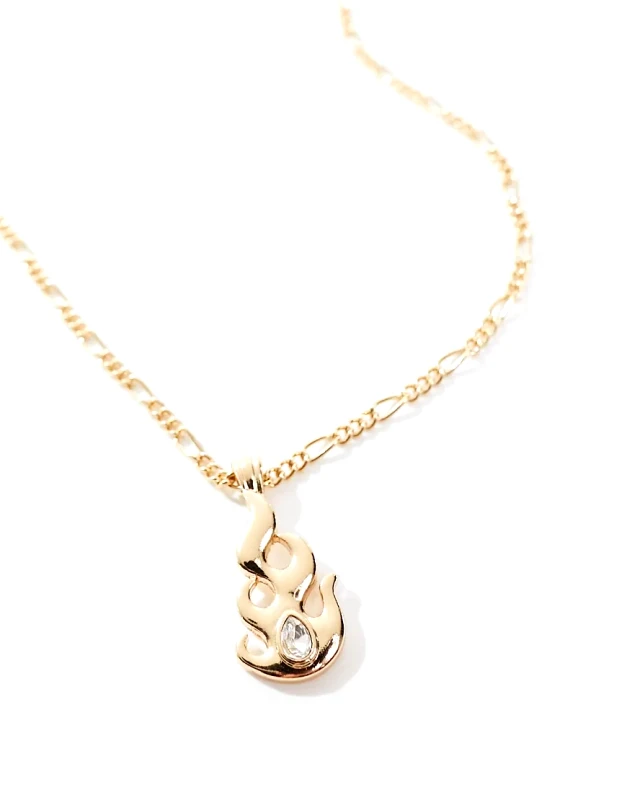 WFTW WFTW flame pendant necklace in gold