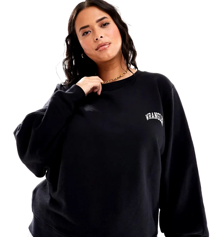 Wrangler Plus Wrangler plus crew neck sweatshirt with small logo in faded black