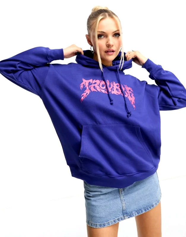 Heartbreak Heartbreak trouble graphic hoodie in navy