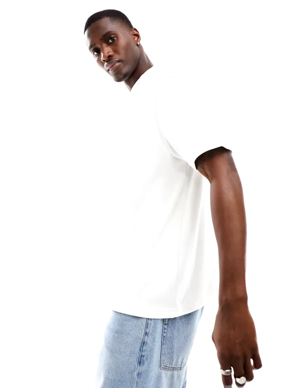 Another Influence Another Influence boxy ribbed t-shirt in white