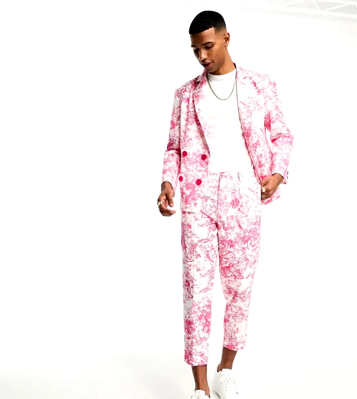 Labelrail Labelrail x Stan & Tom toile print cropped tapered trousers co-ord in pink