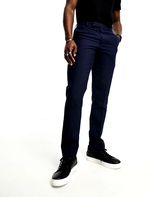 Original Penguin Original Penguin suit trousers in navy with black check