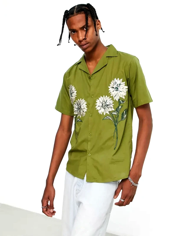 Bolongaro Trevor Bolongaro Trevor deep revere collare shirt in khaki-Green