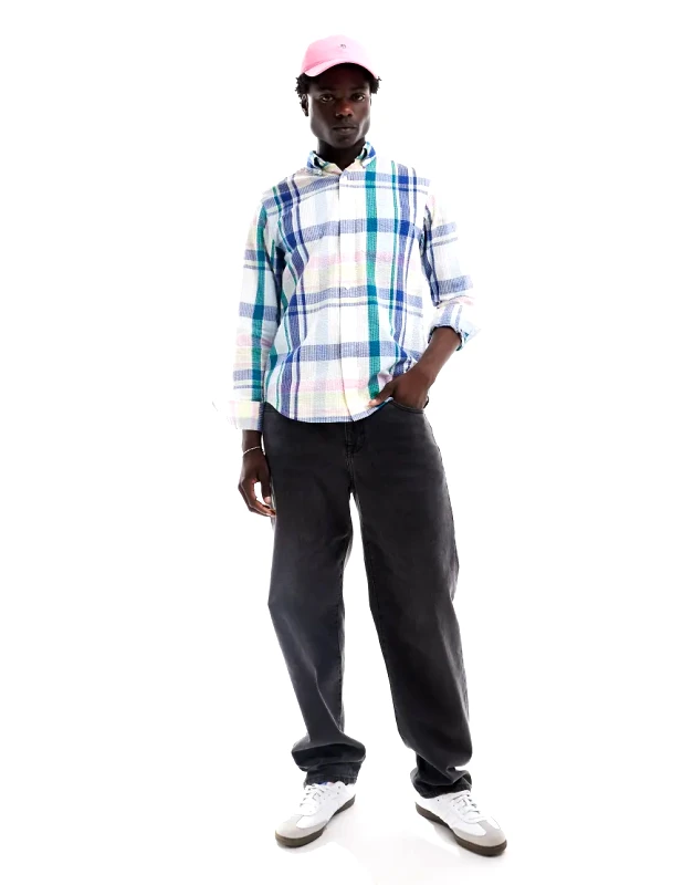 Gant GANT seersucker madras check shirt in white