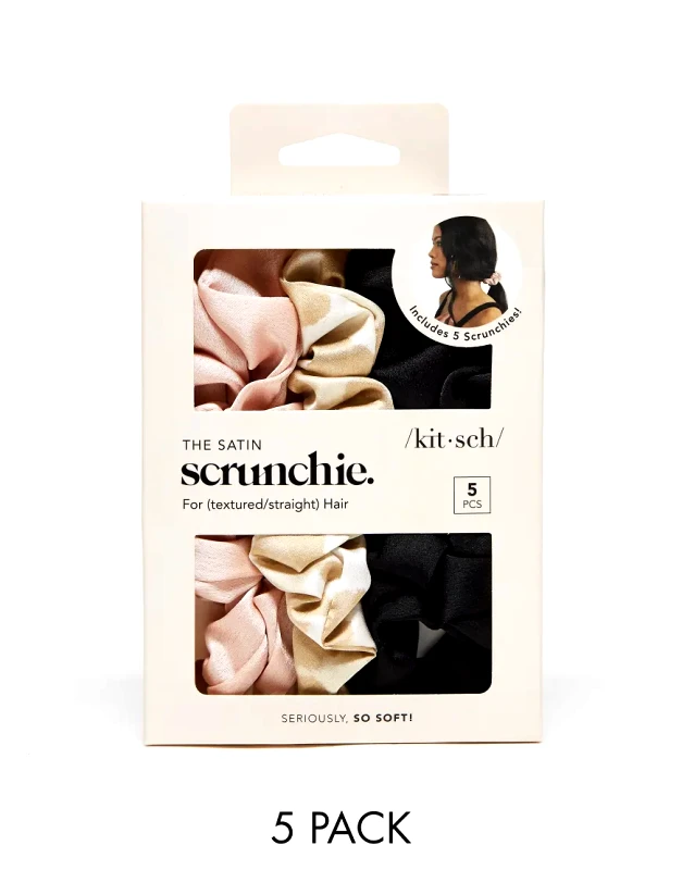 Kitsch Kitsch Assorted Satin Sleep Scrunchies 5 Pack-No colour
