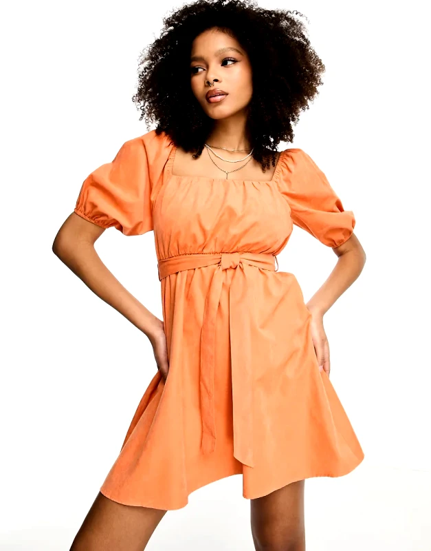 Lola May Lola May belted mini dress in orange