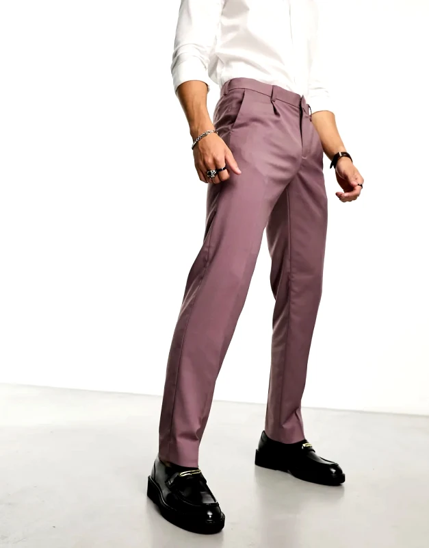 Ben Sherman Ben Sherman pleated smart trousers in mauve-Purple