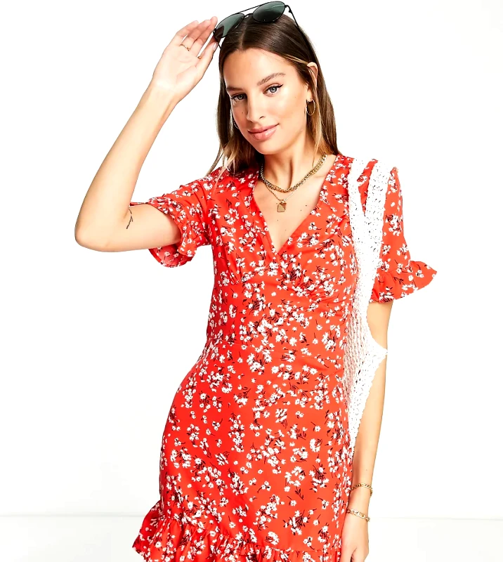 Parisian Tall Parisian Tall tea dress in red floral print