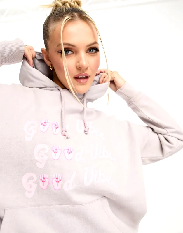 Heartbreak Heartbreak good vibes hoodie in mauve-Purple