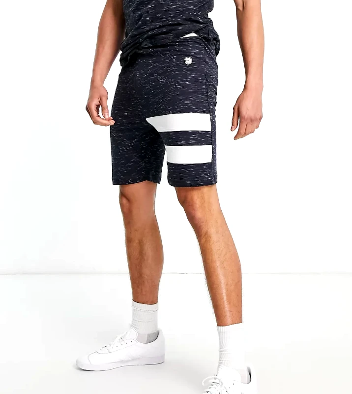Le Breve Le Breve Tall lounge stripe co-ord shorts in navy and white-Grey
