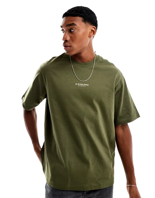 G-Star G-Star oversized t-shirt in dark green with centre chest logo print