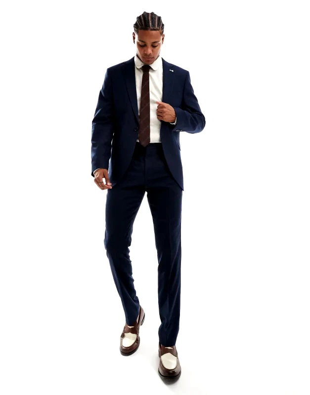 Shelby & Sons Shelby and Sons slim tailored trouser in navy pinstripe co-ord