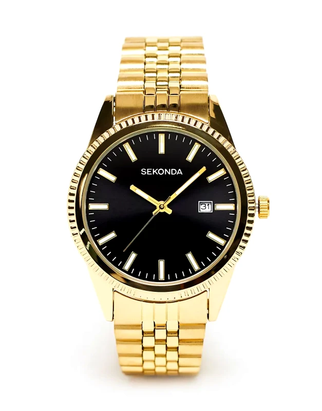Sekonda Sekonda Mens Bracelet Watch with Black Dial in Gold