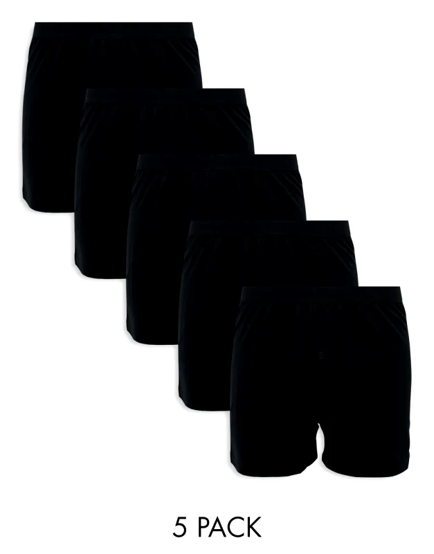 ASOS DESIGN ASOS DESIGN 5 pack jersey boxers in black