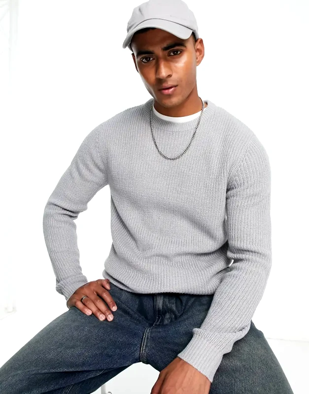 Jack & Jones Jack & Jones crew neck jumper in light grey melange