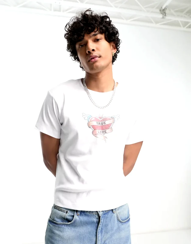 Jaded London Jaded London shrunken 90s tee with love print-Black