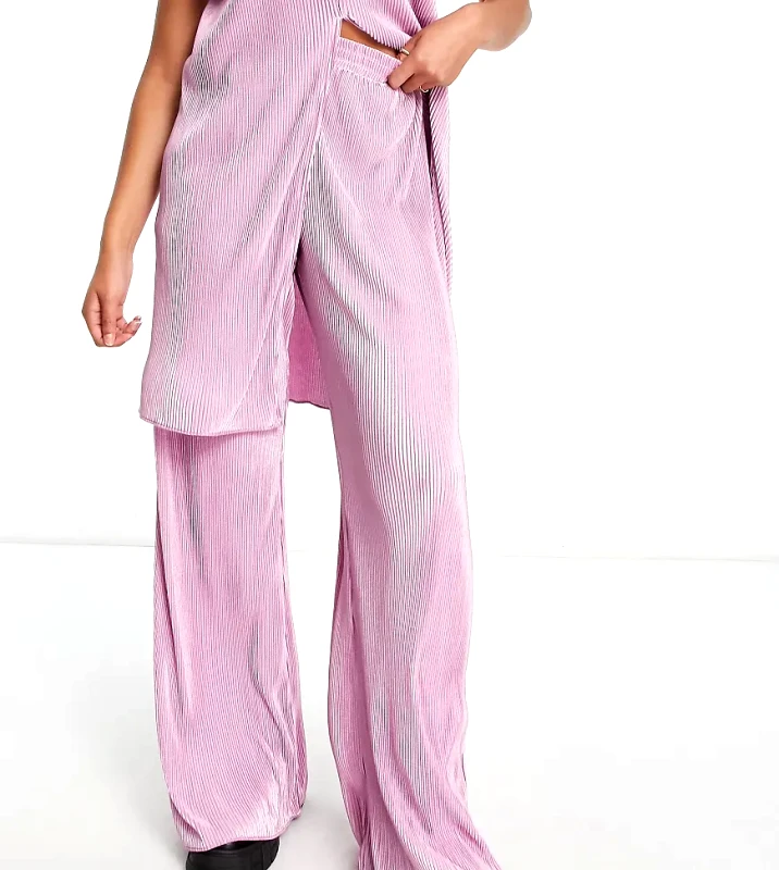 NaaNaa Tall NaaNaa Tall plisse trouser co-ord in lilac-Purple