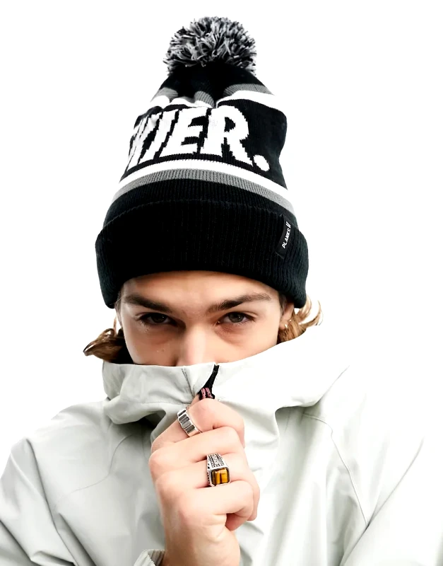 Planks Planks bobble unisex ski beanie in black