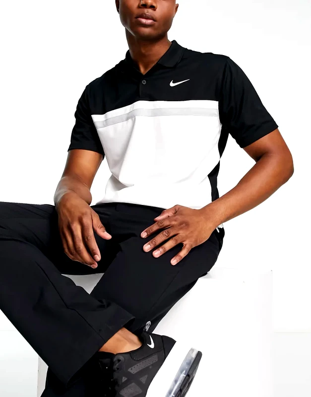 Nike Golf Nike Golf Victory Dri-Fit colour block polo in black and white