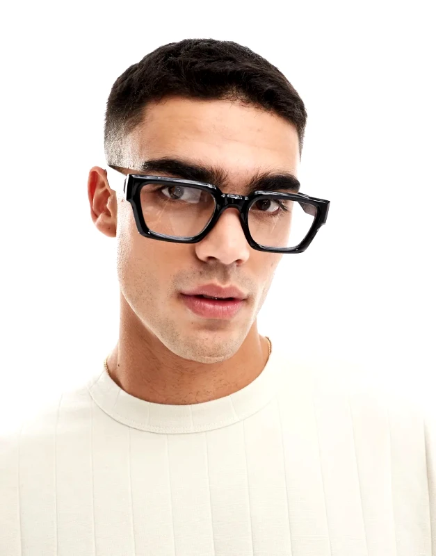 ASOS DESIGN ASOS DESIGN chunky square sunglasses with clear lens in black
