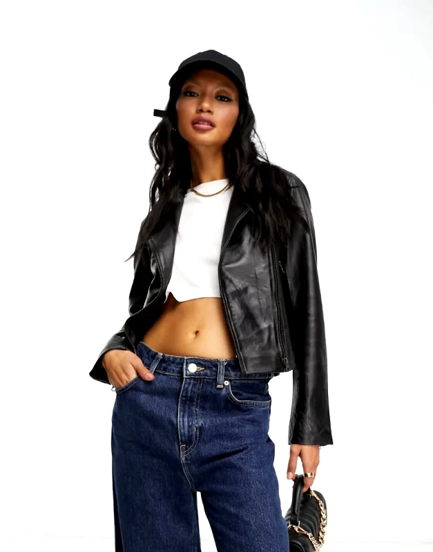 Muubaa Muubaa classic leather biker jacket in black