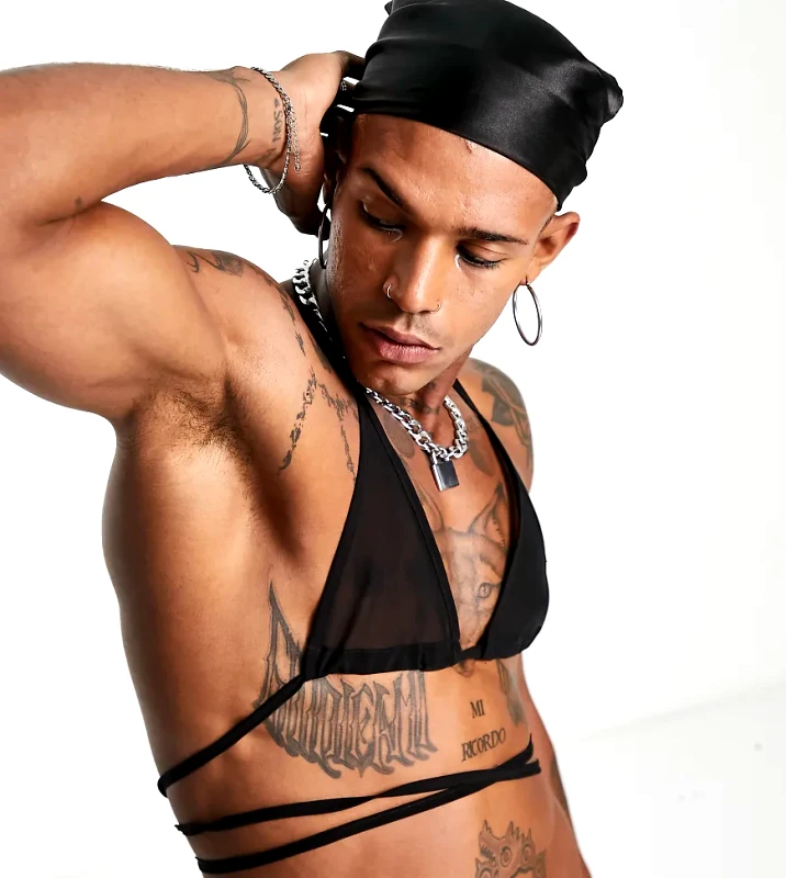 Collusion COLLUSION mesh bikini in black
