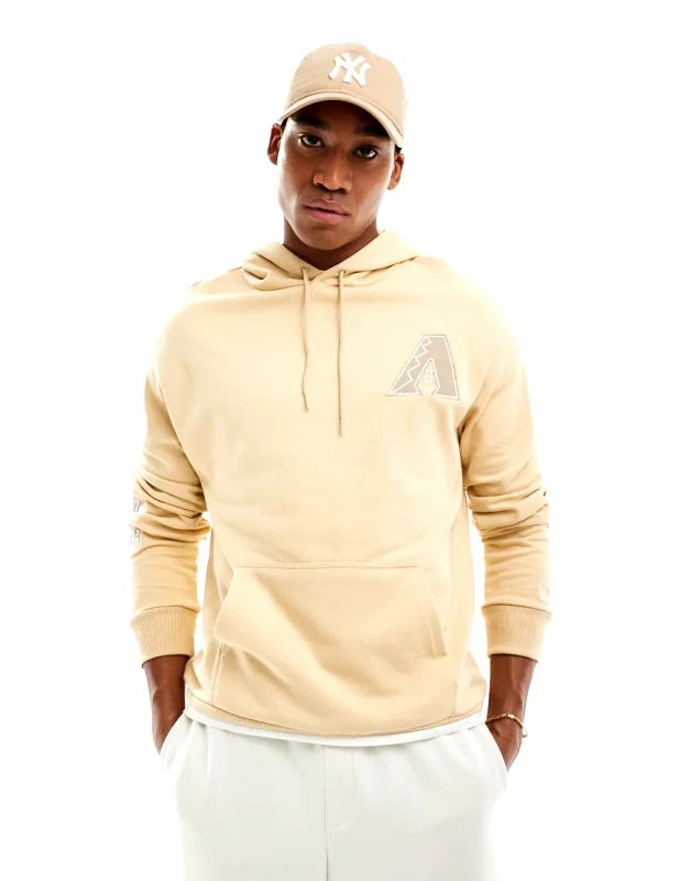 New Era New Era Arizona Diamond Backs applique hoodie in sand-Neutral