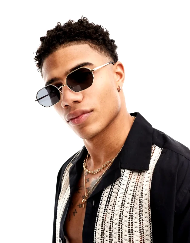 Pull&Bear Pull&bear hexagonal metal frame sunglasses in gold
