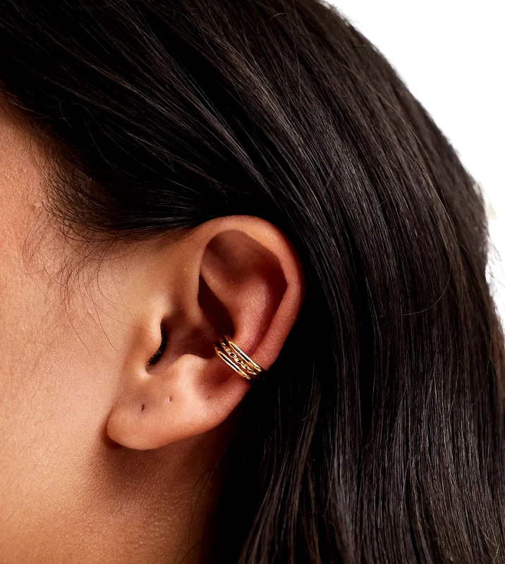 ASOS DESIGN ASOS DESIGN 14k gold plated ear cuff with multirow detail